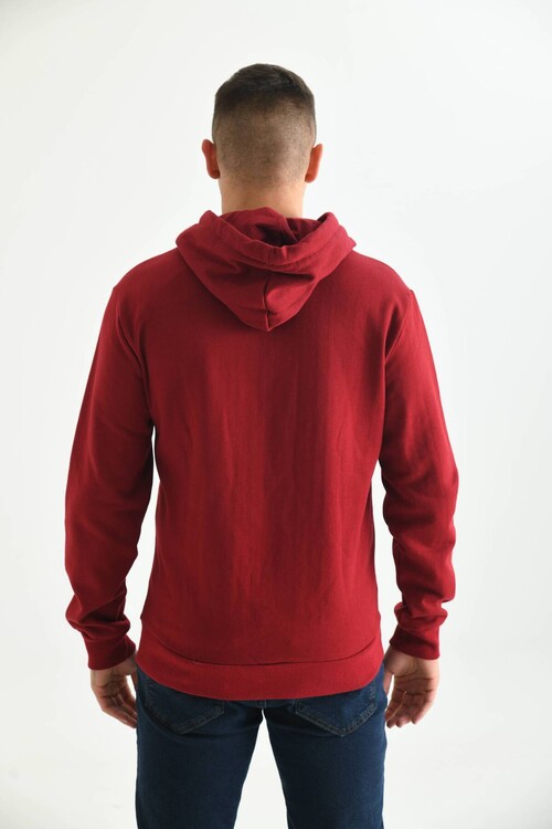 Bordo Kapüşonlu ve Kanguru Cep Detaylı Sweatshirt