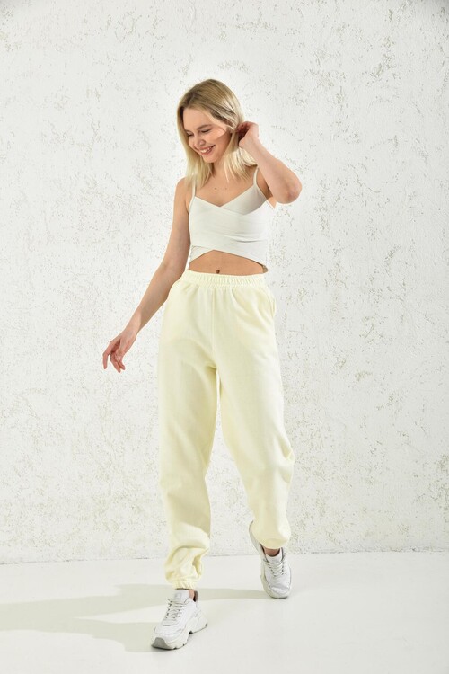 Yellow Waist Elastic Elastic Sweatpants