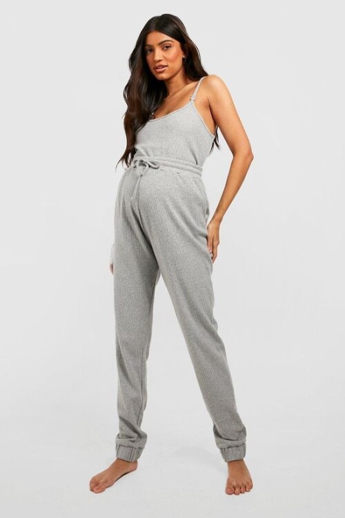 Annelere Özel Gri Kaşkorse Emzirme Alt-Üst Set