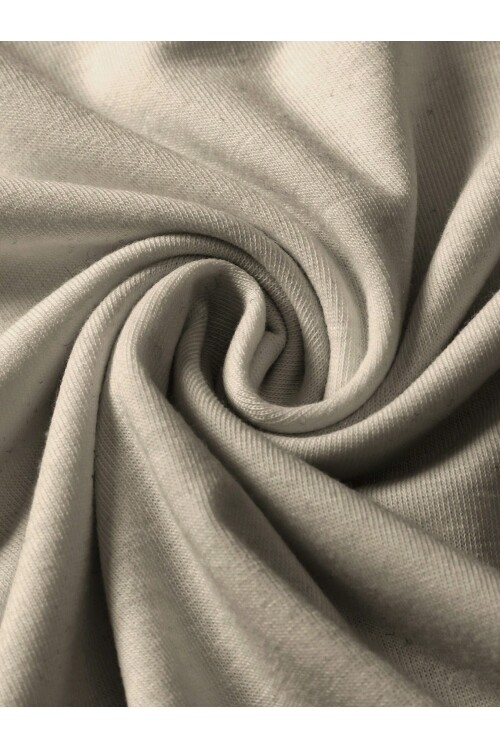 Bej Bisiklet Yaka Omuzları Siyah Garni T-Shirt