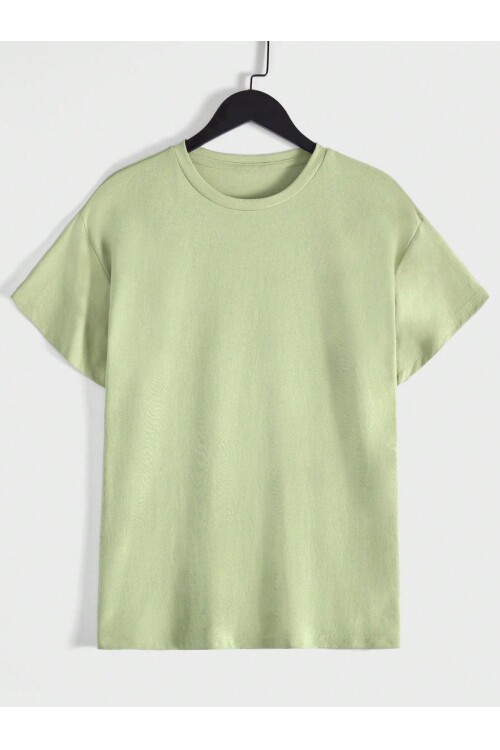 Erkek Açık Yeşil Arkası Active Ayıcık Baskılı Bisiklet Yaka T-Shirt