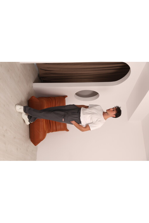 Erkek Antrasit Cep Ucu Etiket Detaylı Beli Lastikli Eşofman Altı