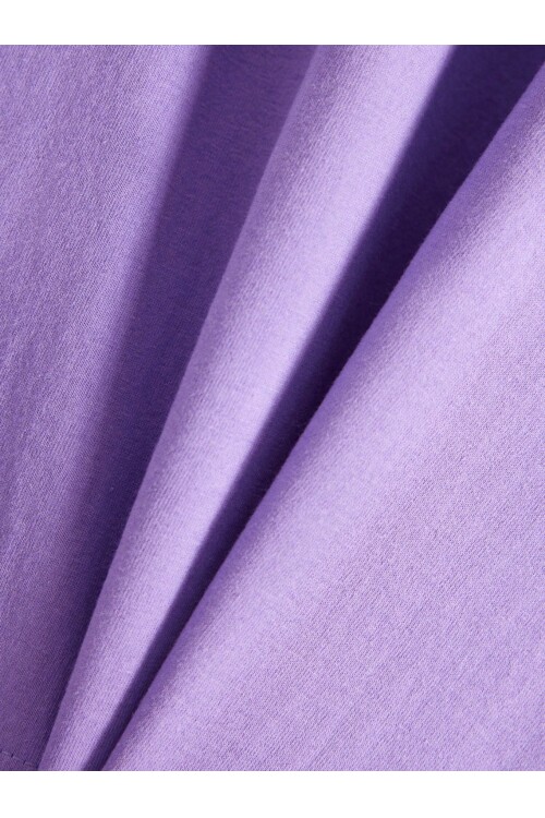 Erkek Lila Arkası Active Ayıcık Baskılı Bisiklet Yaka T-Shirt