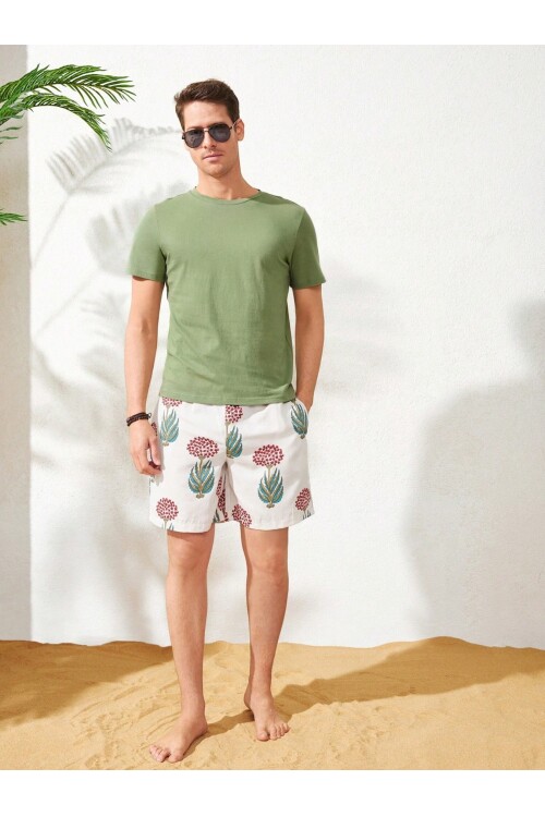 Erkek Mint Arkası Enjoy Baskılı Bisiklet Yaka T-Shirt