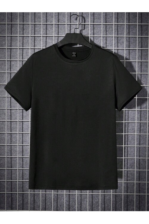 Erkek Siyah Bisiklet Yaka Love is Overlasting Baskılı T-Shirt