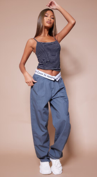 Kadın Lacivert Çizgili İnce Askılı Atlet 