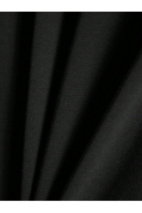 Siyah Bisiklet Yaka Önü Dalga Baskılı Erkek T-Shirt