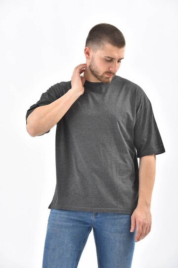 Antrasit Sırt Baskı Detaylı Ksa Kol T-Shirt