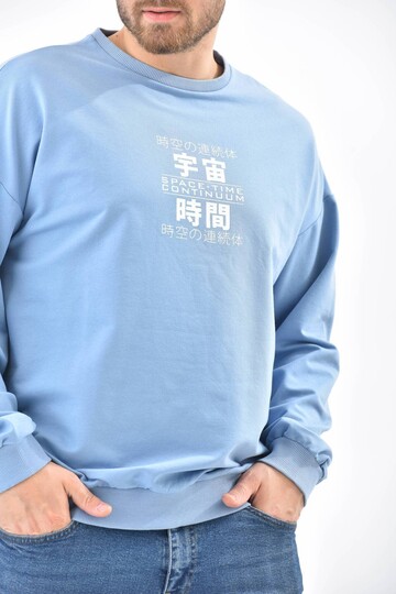 Bebe Mavi Bisiklet Yaka Ön ve Arka Baskılı Sweatshirt