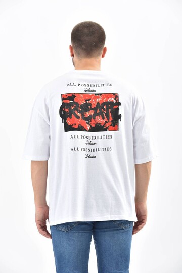 Beyaz Sırt Baskı Detaylı Ksa Kol T-Shirt