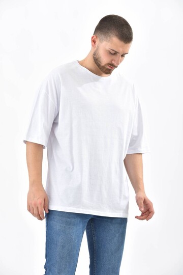 Beyaz Sırt Baskı Detaylı Ksa Kol T-Shirt