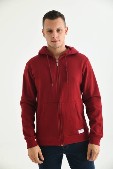 Bordo Kapüşonlu ve Kanguru Cep Detaylı Sweatshirt