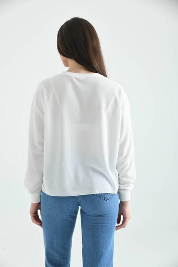 Ecru Los Angeles Printed Loose Waffle Knitted Sweatshirt