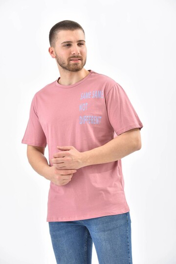 Gül Kurusu Kısa Kollu Baskı Detaylı T-Shirt