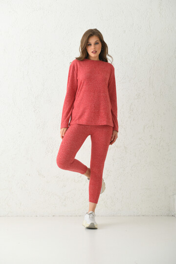 Red Side Slit Soft Pajamas Set