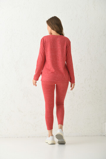 Red Side Slit Soft Pajamas Set