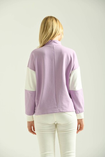 Lilac Zipper Basic Knitted Color Block Slim Sweatshirt