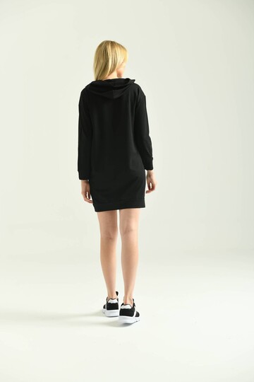 Black Hooded Mini Knitted Sweat Dress