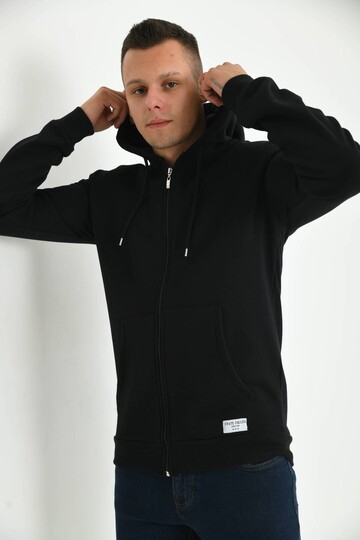 Siyah Kapüşonlu ve Kanguru Cep Detaylı Sweatshirt