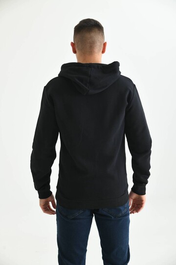 Siyah Kapüşonlu ve Kanguru Cep Detaylı Sweatshirt