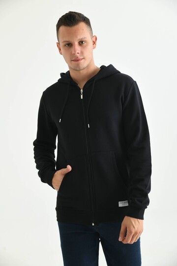 Siyah Kapüşonlu ve Kanguru Cep Detaylı Sweatshirt