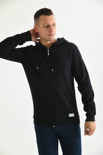Siyah Kapüşonlu ve Kanguru Cep Detaylı Sweatshirt