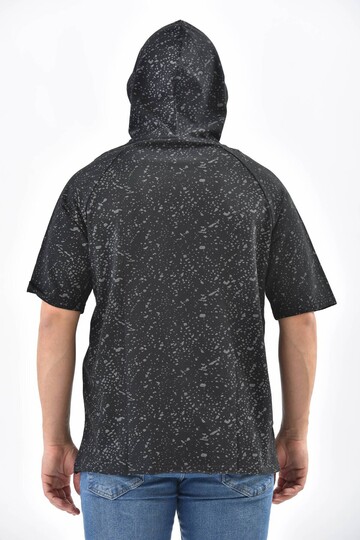 Black Short Sleeve Hoodie Sweatshirt