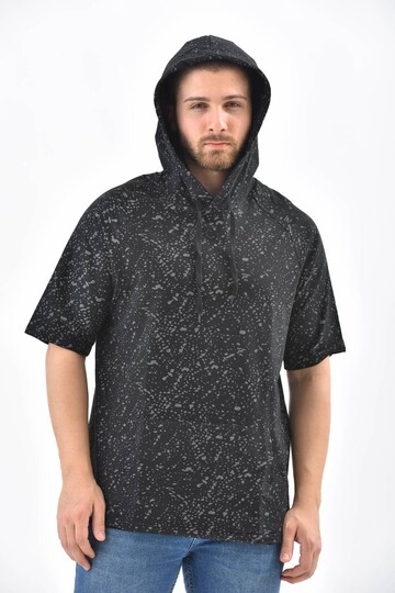 Black Short Sleeve Hoodie Sweatshirt