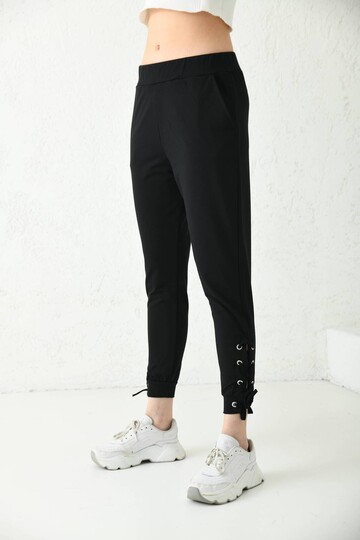Black Eyelet Leg Detailed Sweatpants