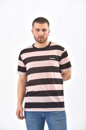 Siyah Regular Fit Çizgili Ringelli T-Shirt