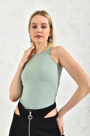 Water Green Halter Neck Snap Fastener Body