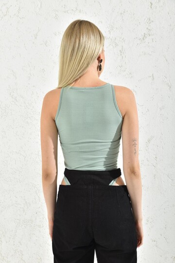 Water Green Halter Neck Snap Fastener Body