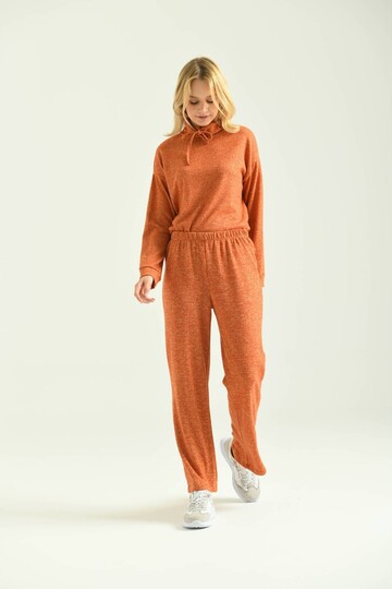 Orange Button Detailed Soft Knitted Sweatpants