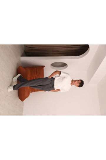 Erkek Antrasit Cep Ucu Etiket Detaylı Beli Lastikli Eşofman Altı