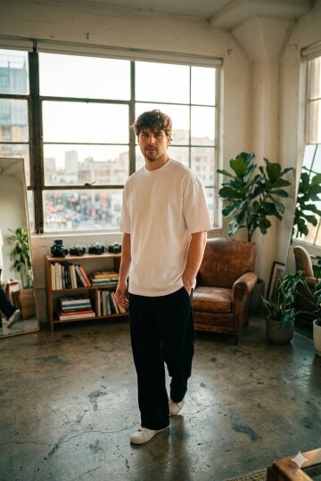 Siyah Dalgıç Kumaş Şardonlu Önü Pile ve Cep Detaylı Rahat Kesim Baggy Pantolon